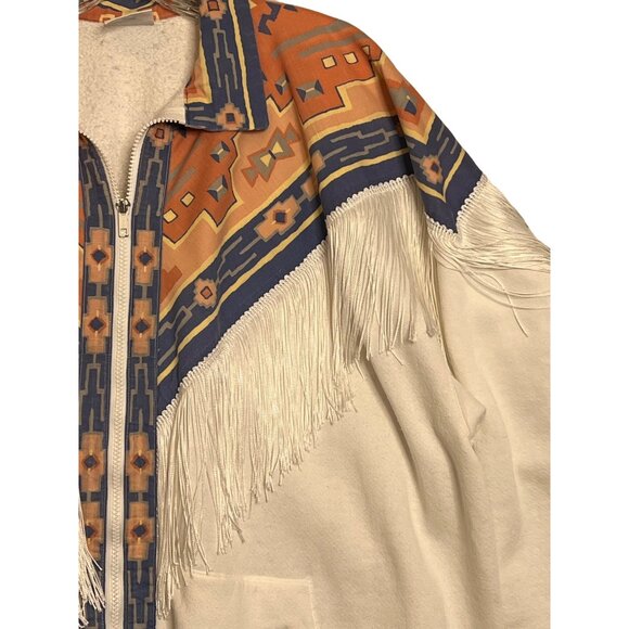 Vintage Santee Lightweight Southwestern Fringe Jacket Plus XXXL USA Aztec Tribal - Picture 6 of 16